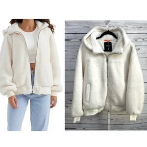 Orolay Full-Zip Oversized Sherpa Fleece Jacket Off White Cream Medium NWT